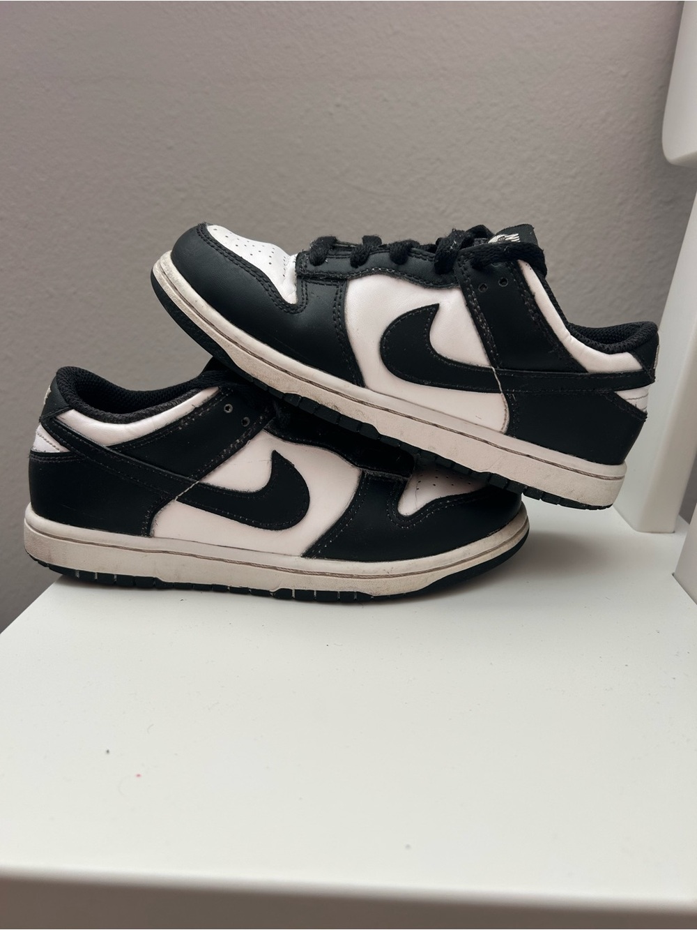 Nike Kids Black and White Low-Top Sneakers with Swoosh